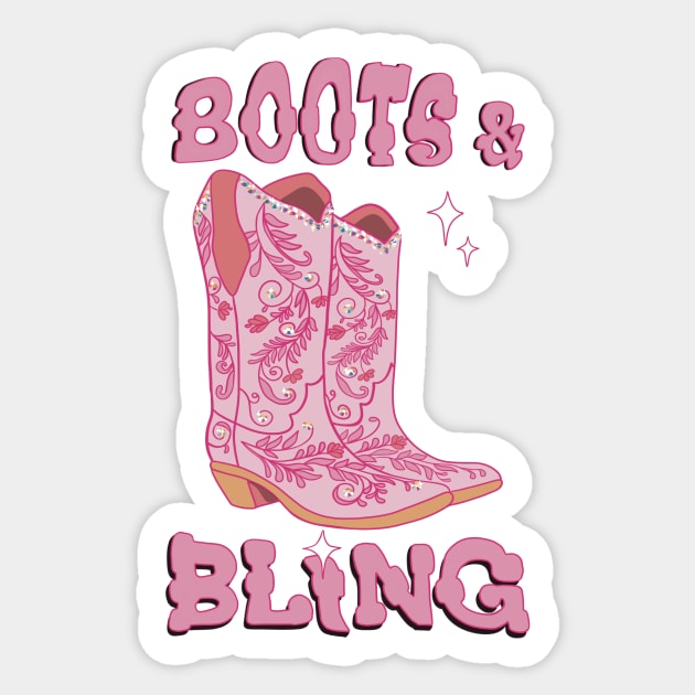 Boots and Bling pink Cowgirl Sticker by Apescribbles